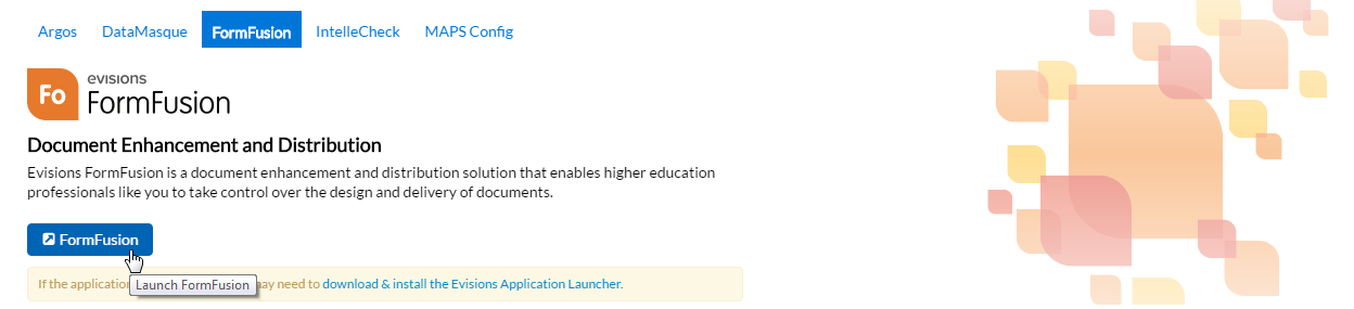 Clicking the Argos button to launch the Argos product.